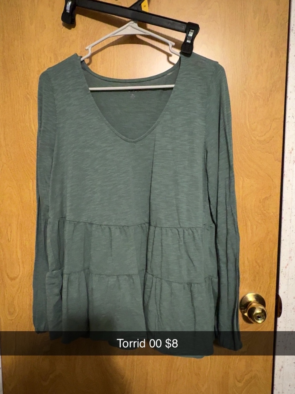 torrid sage green V-neck tiered long sleeve tunic top